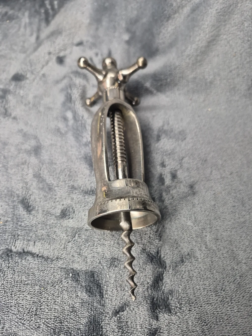 Nkuku Chiri Retro Old Style Pewter-hue Corkscrew Wine Bottle Opener Cork Remover